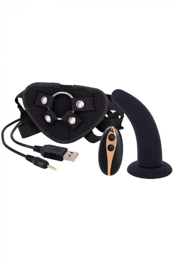 Gode Ceinture Anal Vibrant USB Noir - 13 cm