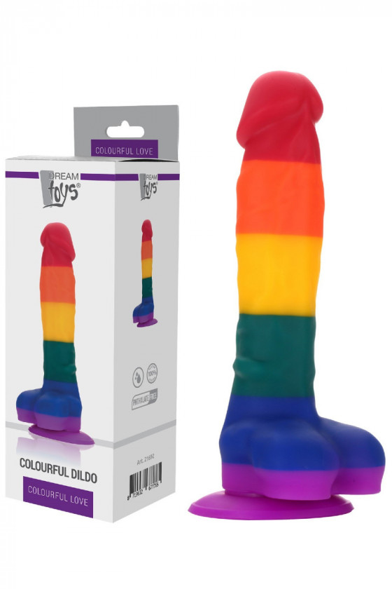 Gode Ventouse Réaliste Pride Colourful - 17,5 cm