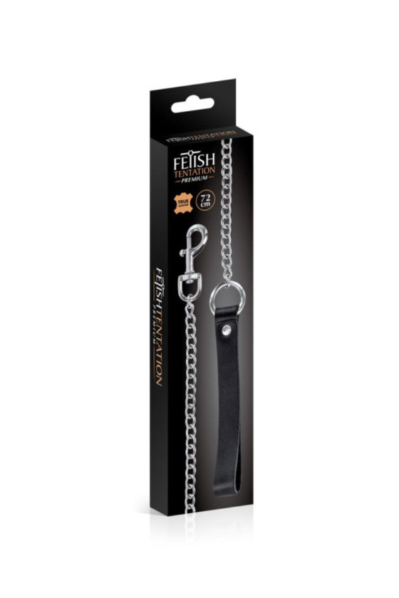 FETISH TENTATION Laisse métal en cuir bovin